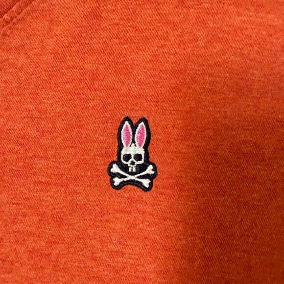 Psycho Bunny Designer Orange 100% Cotton V-Neck T-Shirt Size 4/Small - Picture 4 of 8